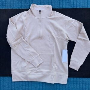 BOODY Unisex Quarter Zip Sweater XS cream/“sand” bamboo viscose organic cotton